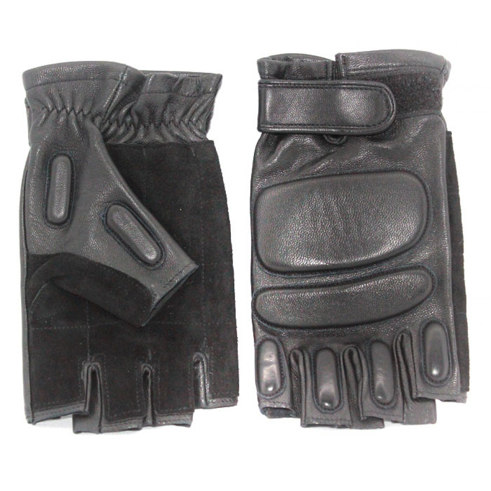 Tactical black leather gloves Special Forces сombat with fist protection Airsoft gear