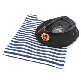 Soviet NAVY / marines striped t-shirt, vest and Beret hat
