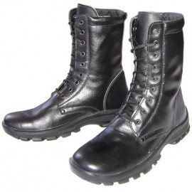 Black leather tactical airsoft high boots